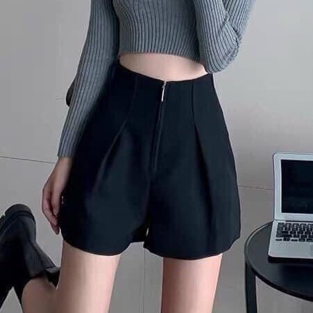 Quần short nữ lưng cao ống rộng, Quần đùi nữ khóa trước cạp liền mẫu mới cực xinh | BigBuy360 - bigbuy360.vn
