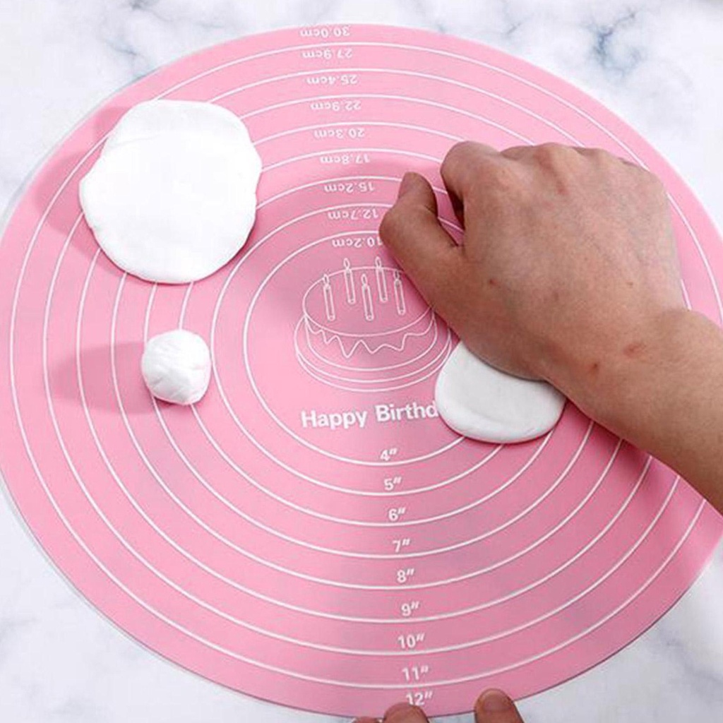 Tấm Lót Nhào Bột Làm Bánh Hình Tròn Bằng Silicone 30cm Chống Trượt Chịu Nhiệt Độ Cao