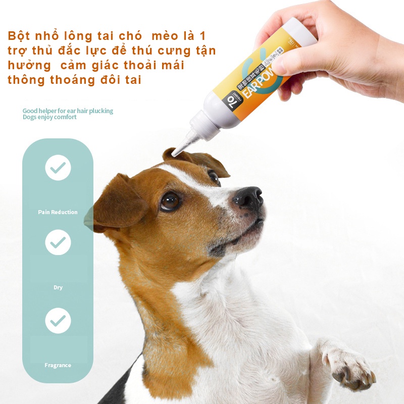 Bột nhổ lông tai chó poodle Hipipet Ear Powder vệ sinh tai chó mèo không đau - 120gr