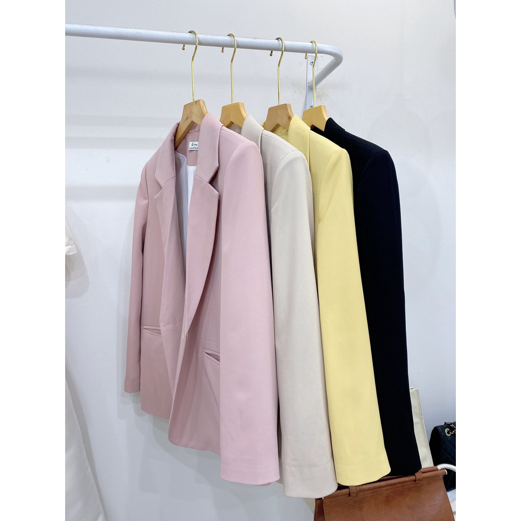 Áo khoác blazer nữ form rộng hàn quốc, áo vest nữ công sở 2 lớp màu đen/ vàng/ hồng/ kem EMME - EMK01 | BigBuy360 - bigbuy360.vn