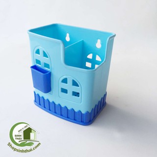 Ống đũa tăm vuông, hộp nhựa cắm đũa kèm ống cắm tăm 13 x 9,5 x 14,5cm - giao màu ngẫu nhiên