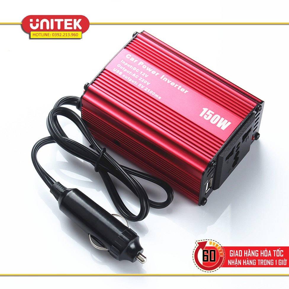 Bộ Chuyển Đổi Nguồn Điện DC 12V Sang AC 110V/220V 150W Cho Xe Ô Tô Cao Cấp
