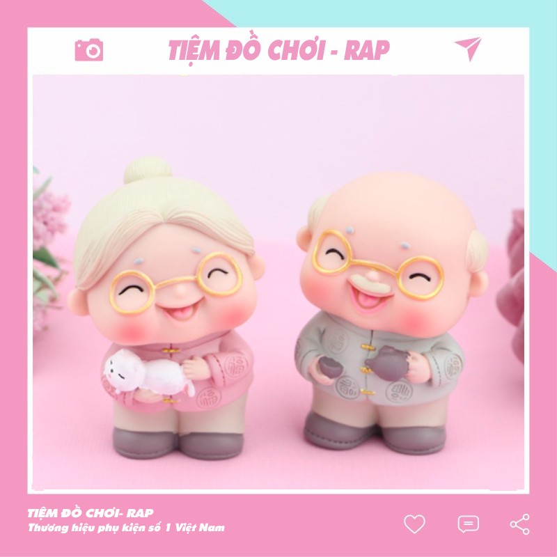 Mô hình 2 ông già bà già cao 6cm nhiều màu dễ thương dùng làm phụ kiện trang trí, quà tặng cho các cặp đôi - Ráp