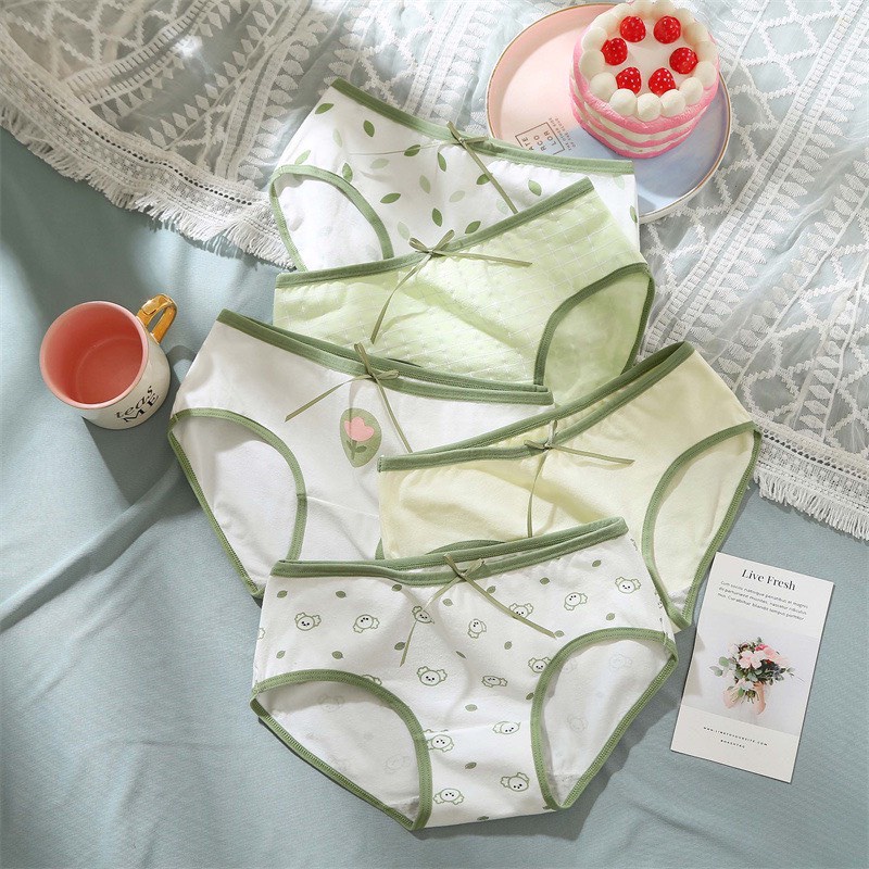 Quần Lót Nữ Cotton Tông Màu Matcha Thoáng Khí Thoải Mái Cho Nữ 299.