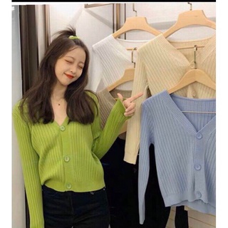 Áo Khoác Len Cardigan trơn 3 nút trơn nhiều màu, áo khoác thu đông chất len gân siêu mềm, co giãn tốt