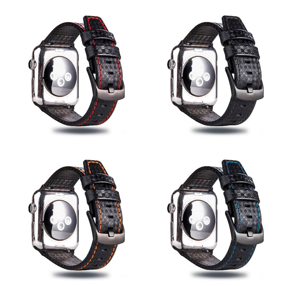 Dây Đeo Thay Thế Chất Liệu Da Thiết Kế Nhiều Lỗ Thời Trang Cho Iwatch 38 42 40 44 mm