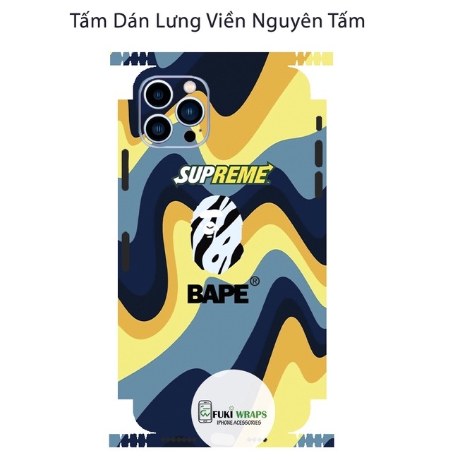 Tấm dán Skin Mặt Sau  FULL VIỀN Dành Cho 13prm , 12prm , 11prm , ip11 , xr , 6p , 7p , ip12 , ip13 - FukiShop