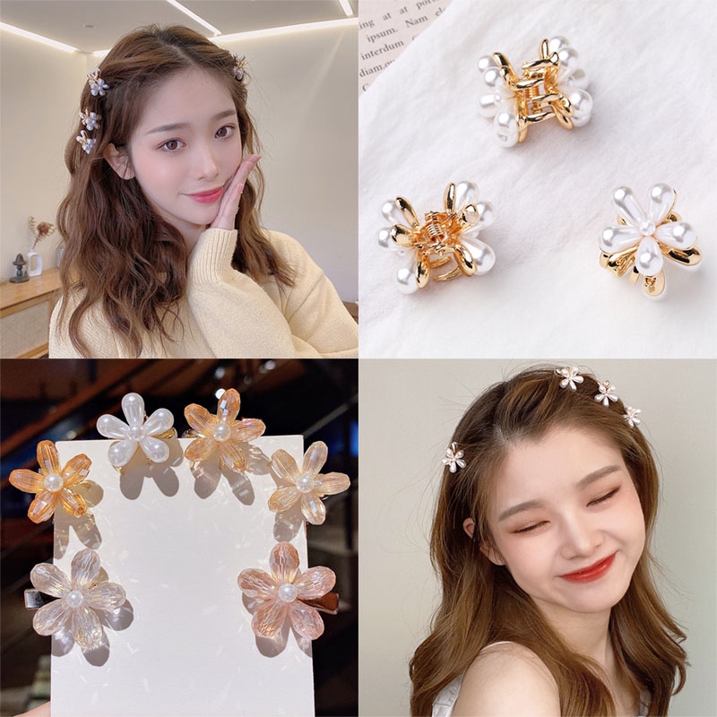 Set 6 kẹp tóc hình hoa đính ngọc trai giả thời trang cho nữ