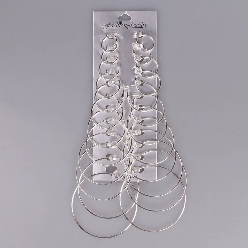 Bộ 12 đôi bông tai khoen tròn cá tính cho nữ