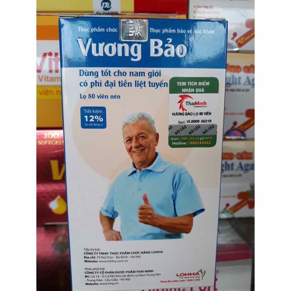 VƯƠNG BẢO hộp 80 VIÊN - Hỗ trợ điều trị phì đại tuyến tiền liệt.