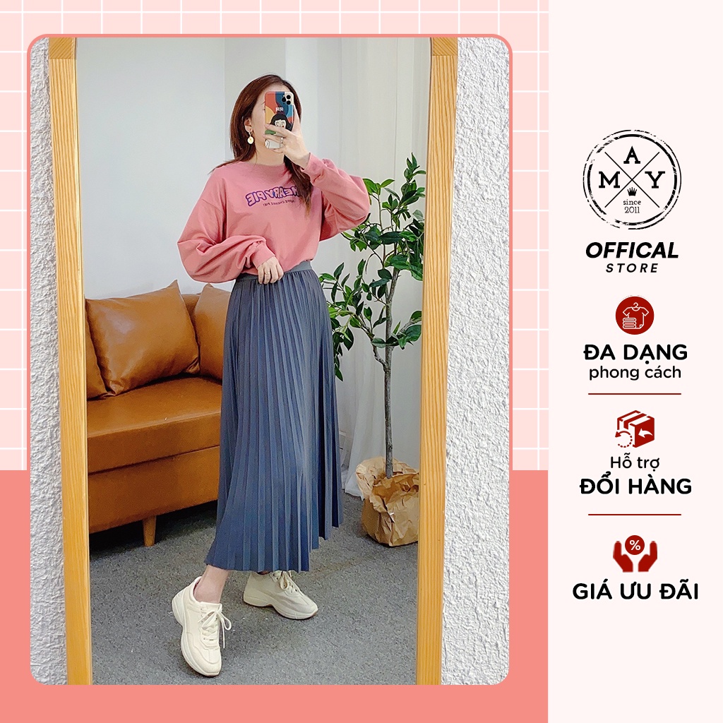 Chân Váy Midi Xếp Ly Dáng Dài MAY.SINCE2011, Váy Midi Dáng Xòe Freesize Che Khuyết Điểm MAN02-0110 | BigBuy360 - bigbuy360.vn