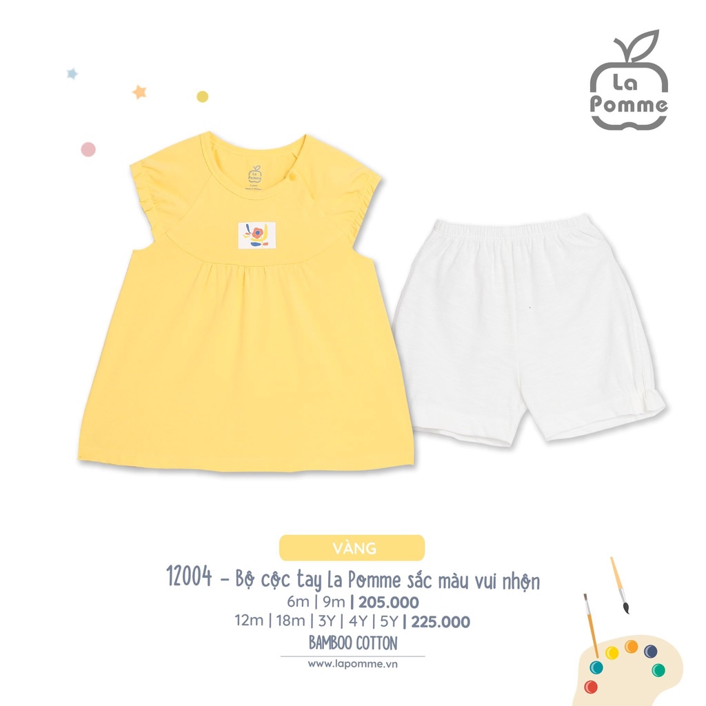 Bộ đồ cộc tay La Pomme sắc màu vui nhộn - Vàng