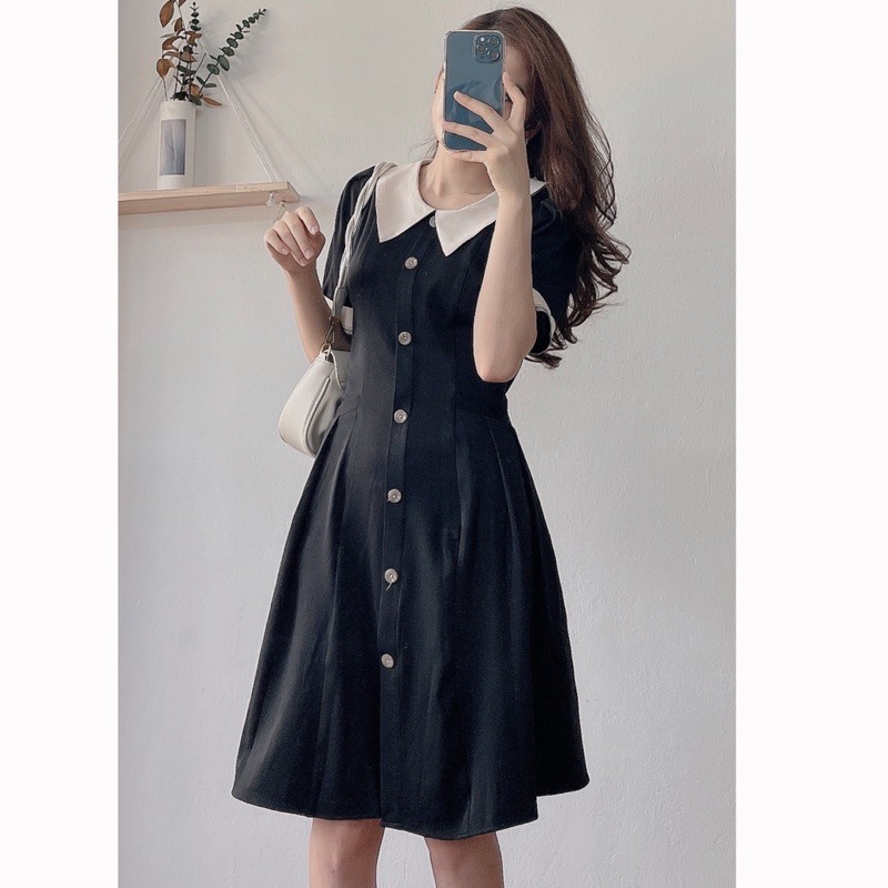 Váy thiết kế công sở dải khuy trước, có túi 2 bên | BigBuy360 - bigbuy360.vn