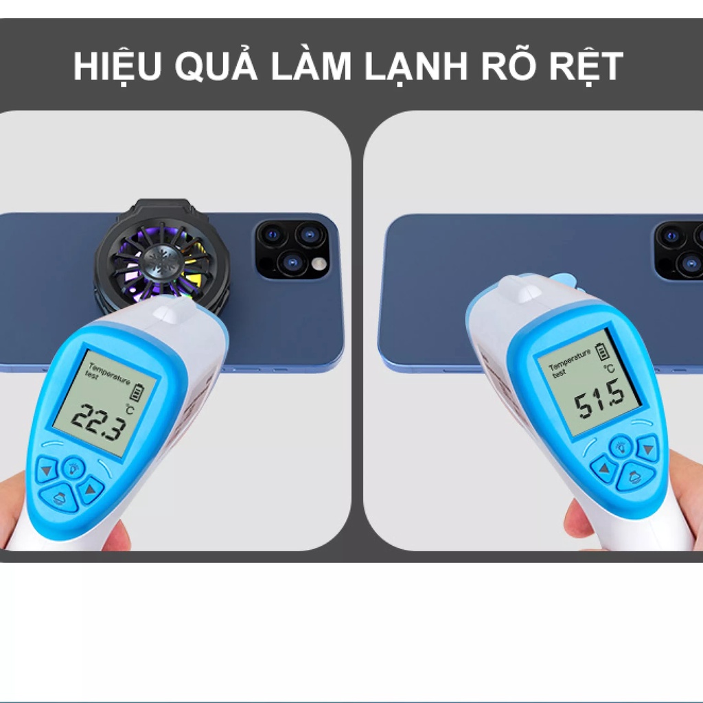 Quạt tản nhiệt điện thoại Gaming RGB - TẶNG BỘ GĂNG TAY GAME THỦ, Quạt làm mát có sò lạnh tản nhiệt siêu nhanh