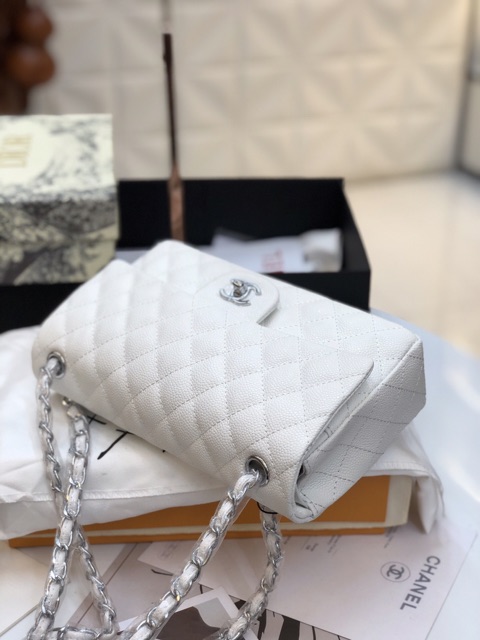 Túi classic super da dê màu trắng size 26cm