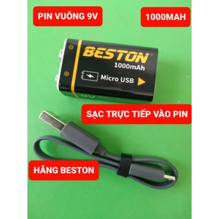 Pin 9V vuông hãng Beston dung lượng 1000mAh sạc trực tiếp bằng dây cáp micro USB