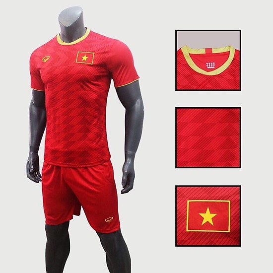 Bộ quần áo Bóng Đá Tuyển Việt Nam Màu Đỏ Trắng xanh - Mẫu mới hót hít