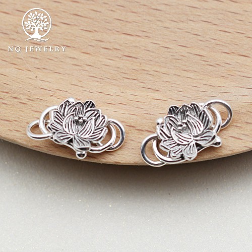 Charm bạc khóa đôi đầu sen - NQ Jewelry