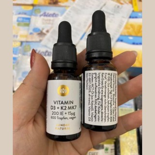 Vitamin D3 K2 MK7 200IE Sunday Natural Tăng Chiều Cao, Chống Còi Xương, 20 ml