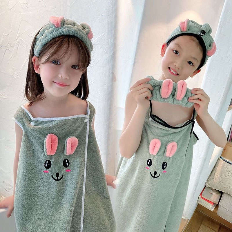 SUGE Khăn Choàng Tắm Vải Lông Cừu San Hô Siêu Mềm Mại Họa Tiết Hoạt Hình Cho Bé Gái