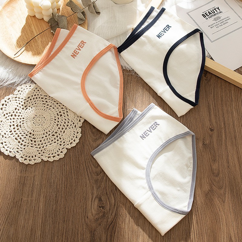 Quần lót cotton thêu họa tiết chữ thoải mái dễ thương nhiều màu sắc cho nữ