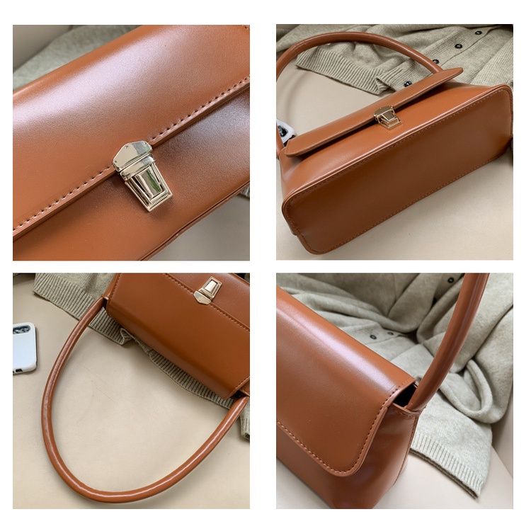 Túi Đeo Vai Hình Chữ Nhật Bằng Da PU Màu Trơn Thời Trang Cho Nữ