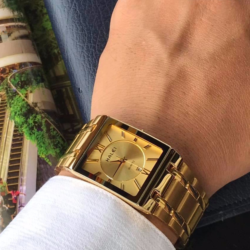 Đồng Hồ Nam HALEI 564M Mặt Chữ Nhật Dây Mạ Vàng | BigBuy360 - bigbuy360.vn