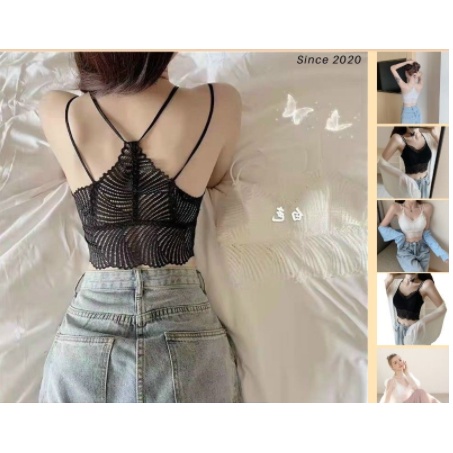 Áo Lót Nữ Ren 2 Dây Đan Chéo Sau Lưng Kết Hợp Áo Phong Cực Tôn Dáng