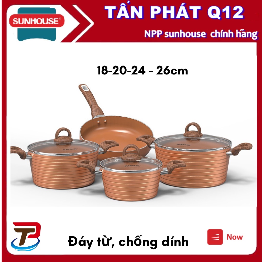 BỘ NỒI CHẢO CHỐNG DÍNH ĐÁY TỪ SUNHOUSE SHG2004MCA