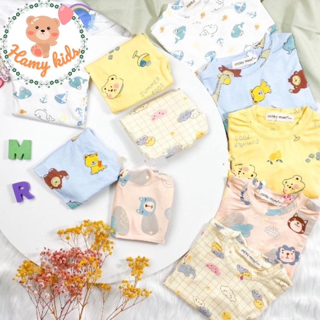 Đồ Bộ Dài Tay Minky Mom Chính Hãng Bé Trai Bé Gái Vải Thun Lạnh in Toàn Thân Cho Bé Từ 0-5 Tuổi Dưới 20kg - Hamykids