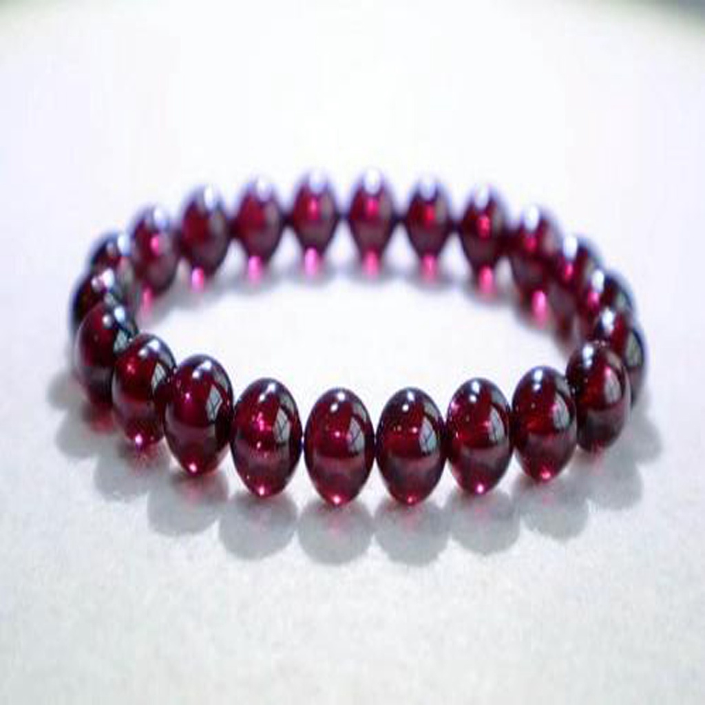 Vòng tay chuỗi hạt đá ngọc hồng lựu cỡ 6mm 7mm dành cho nam và nữ