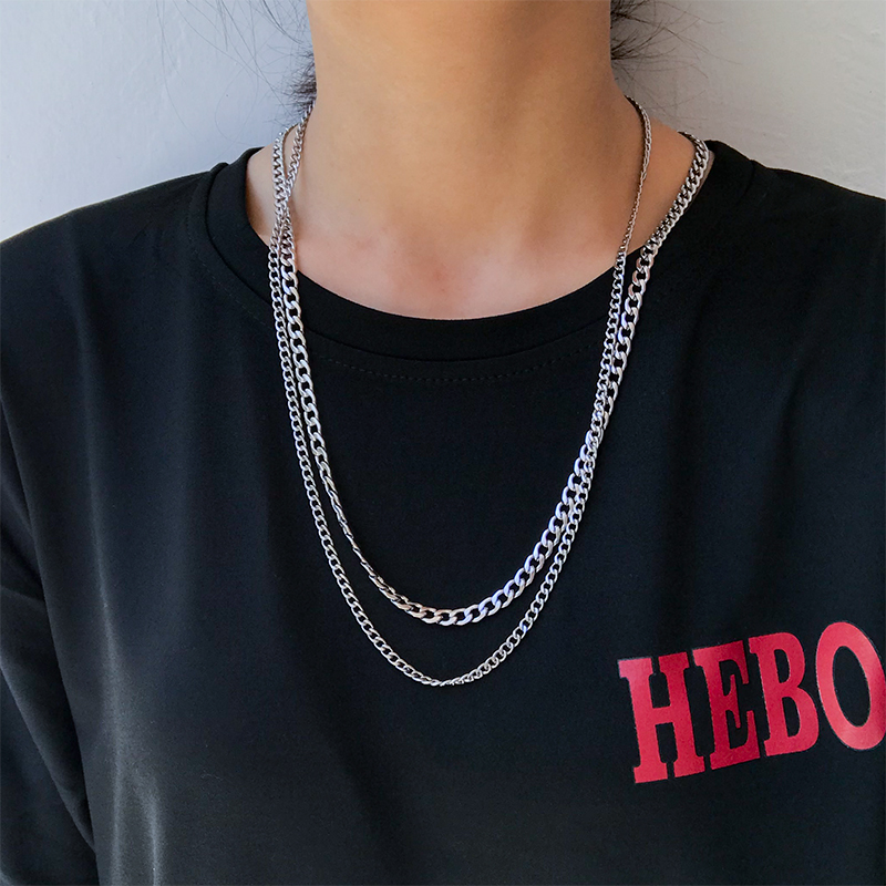 Dây chuyền thép titan dày phong cách thời trang hip hop đường phố 23114 dành cho nam nữ cặp đôi