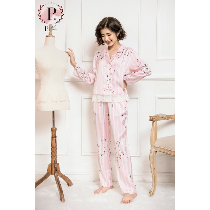 Bộ lụa Satin họa tiết cổ vest P.noir TĐ1906 | BigBuy360 - bigbuy360.vn