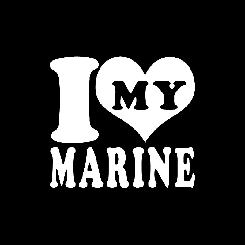 Miếng sticker &quot;I Love My Marine&quot; dán trang trí ô tô chống thấm kích thước 13.4cm x 12cm