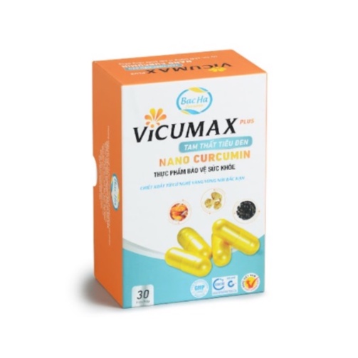 Vicumax Plus Tam thất Tiêu đen Nano Curcumin hộp 30 viên - Tăng sức đề kháng, hồi phục nhanh tổn thương - VIPHV030