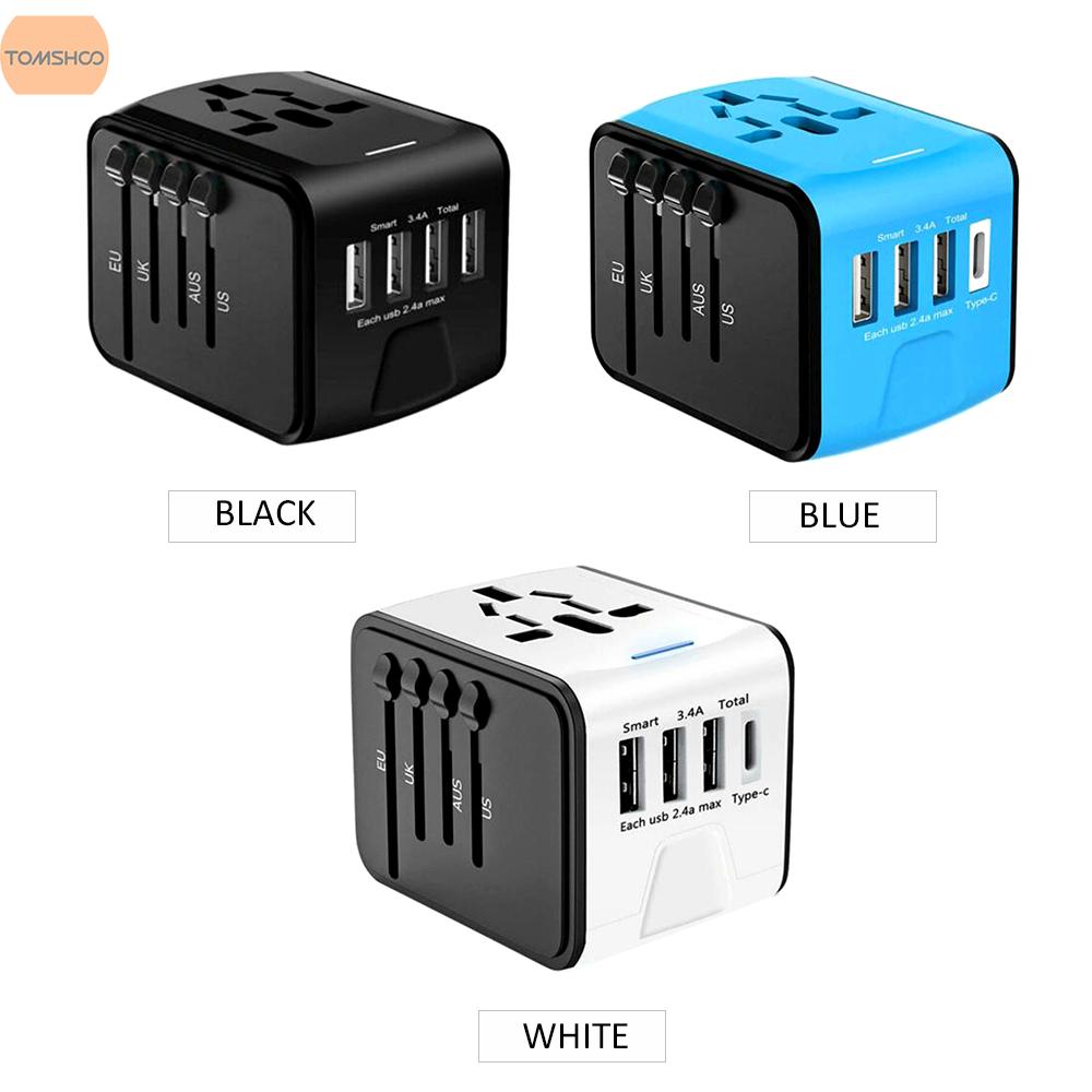 READY STOCK Universal Travel Adapter 4 USB 2.4A Charger AC Power International Wall Charger Power Plug Adapter