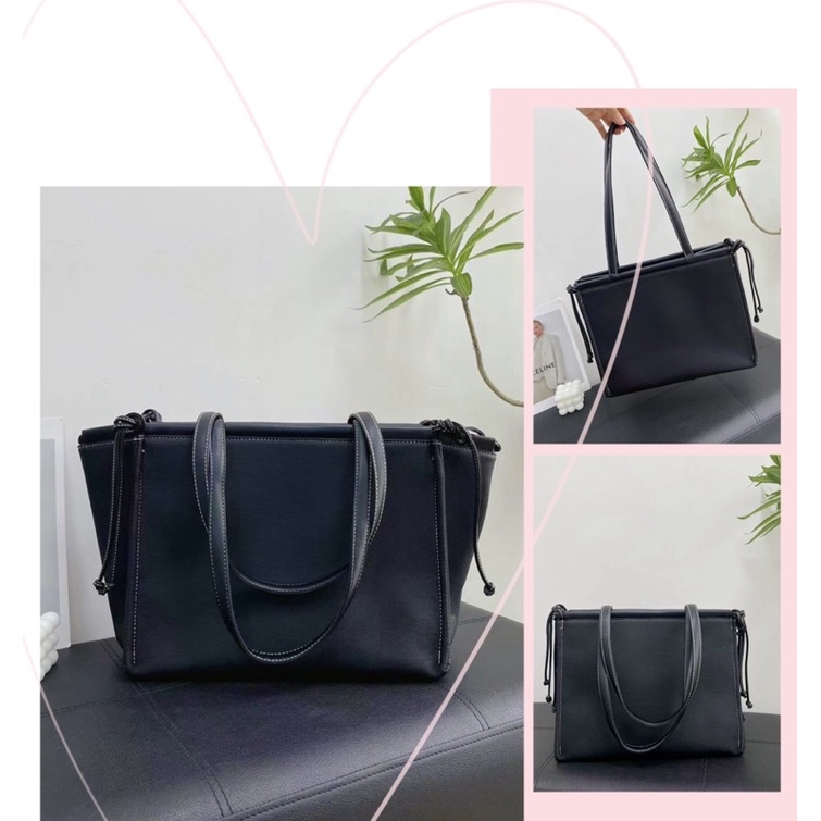 TNS-Túi tote công sở form vuông  Luxo tote bag--tone đen classic