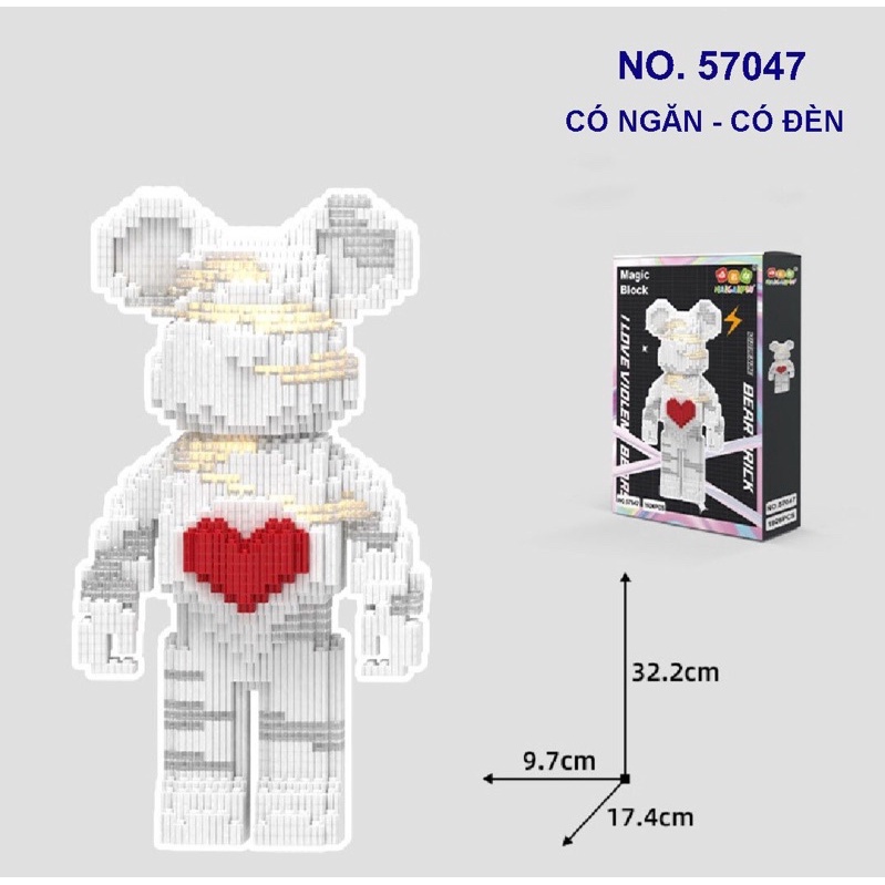 Đồ chơi lego Gấu Bearbrick 32CM-36CM lắp ráp mô hình cỡ lớn Hàng Đẹp bear brick TẶNG BÚA