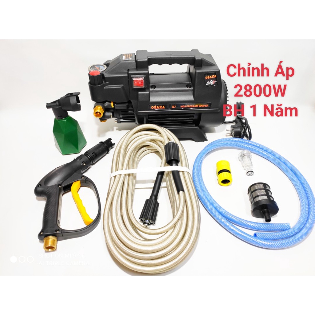 Máy xịt rửa xe chỉnh áp Osaka R1 - 2800W - Dây 15 mét