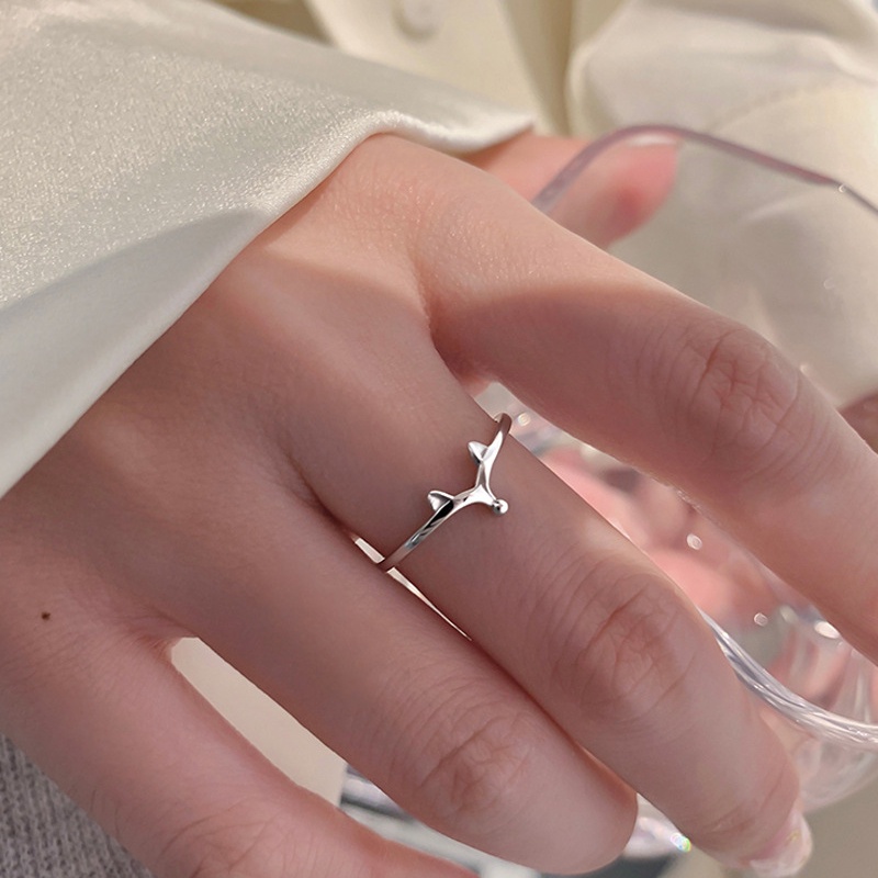 Nhẫn cáo nhỏ sáng tạo và đáng yêu, nhẫn có thể điều chỉnh mở thời trang, nhẫn nữ đơn giản, nhẫn ngón trỏ Hàn Quốc