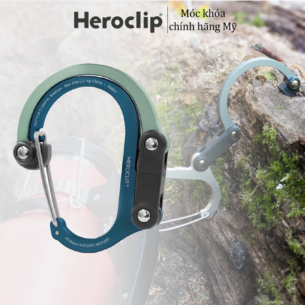 Móc khóa Heroclip size Medium chịu được tải trọng 27kg - Màu Mint Teal