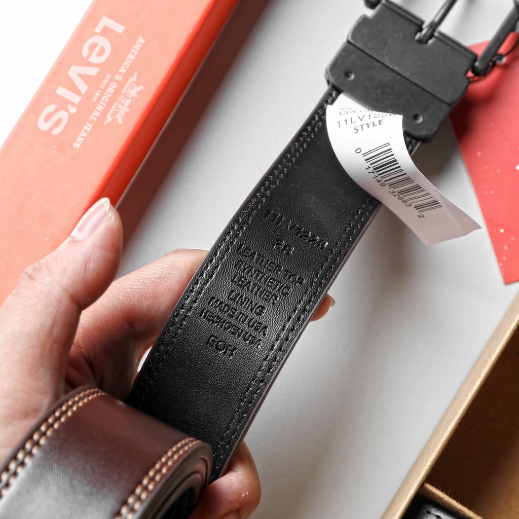 Set Thắt Lưng  + Ví Levis 2 mặt dây đen nâu - Cam Kết Chuẩn Auth FullBox - Không bong tróc