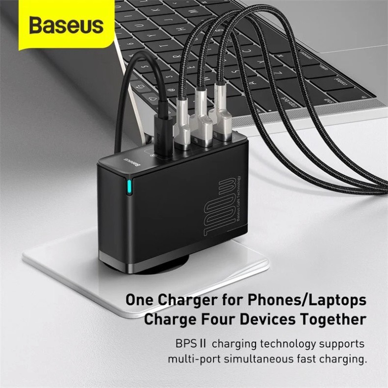 [kèm cáp 100w] Bộ sạc nhanh Baseus GaN 2 Pro Quick Charger 4 Ports 100W