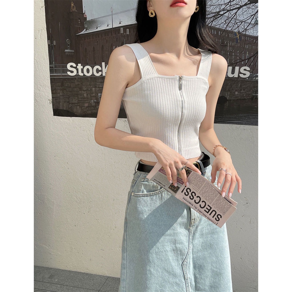 Áo Ống Có Khóa Kéo Phía Trước Thời Trang Mùa Hè Mới