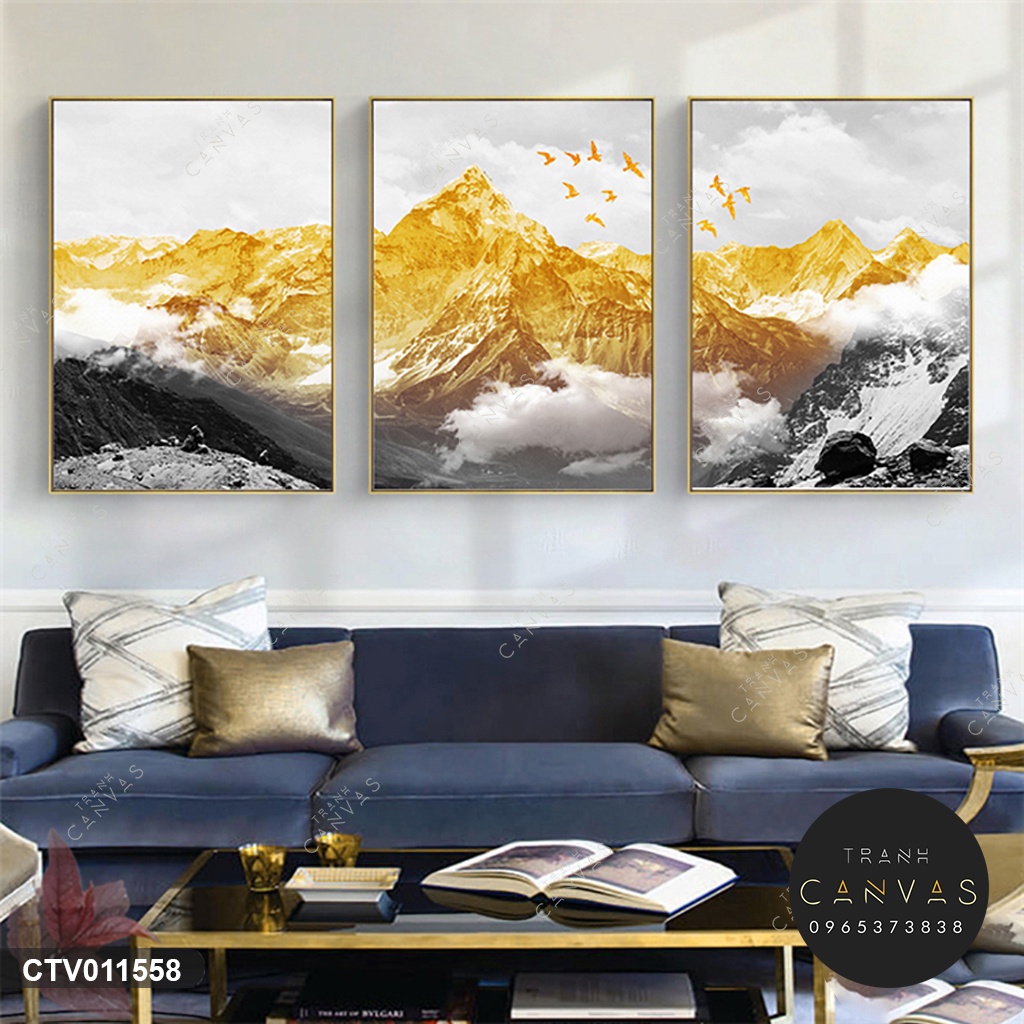 Tranh Canvas Vàng Kim Bộ 3 Tấm