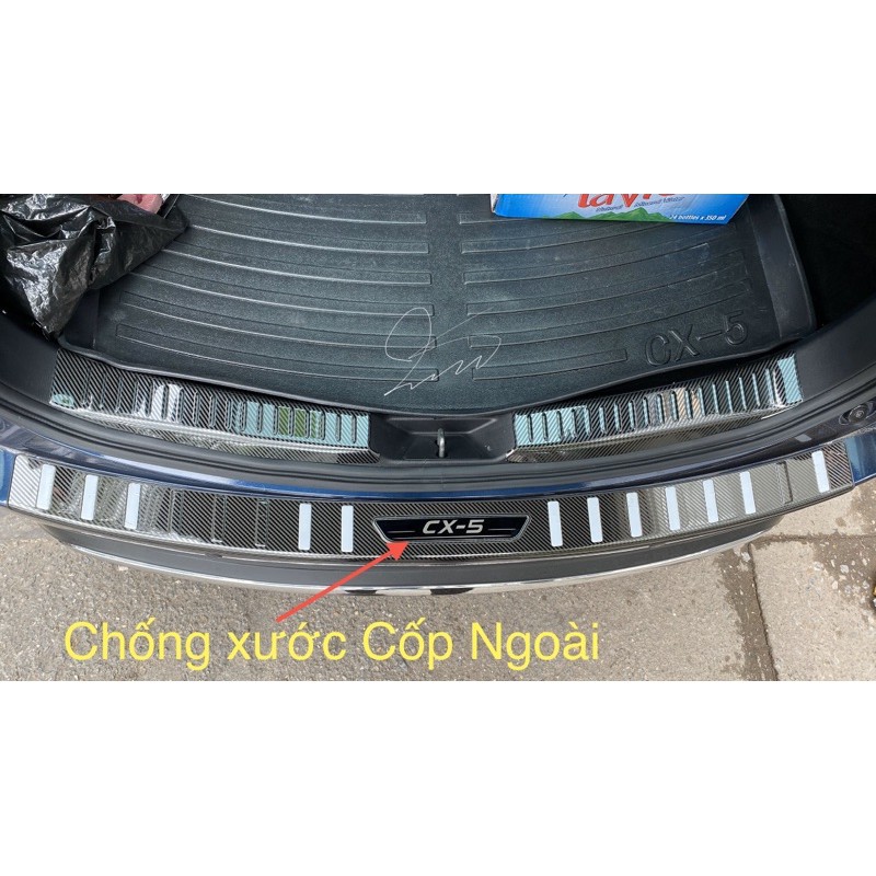 Combo Carbon cx5 ốp bậc trong ngoài, trầy cốp trong ngoài CX5 2018-2021 , tặng kèm keo trợ dính