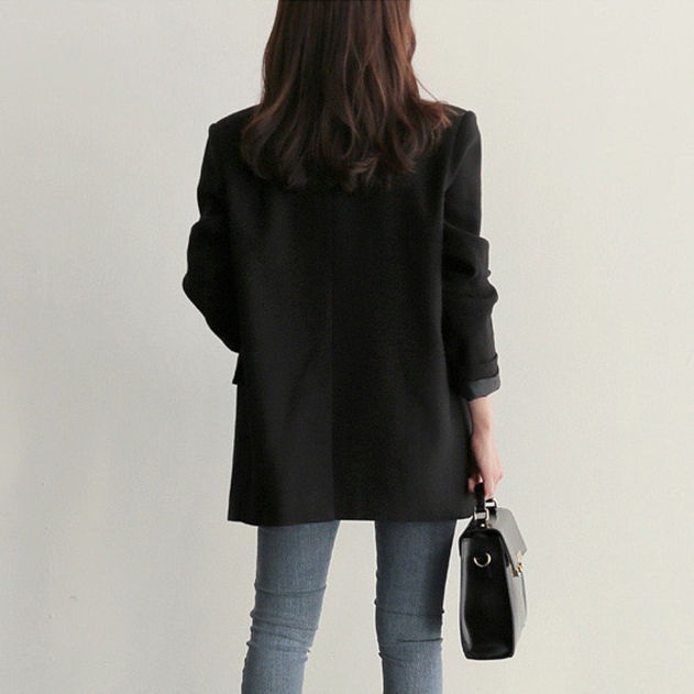 Áo Khoác blazer Màu Đen Dáng Rộng Phong Cách Hàn Quốc Thời Trang Xuân Thu Dành Cho Nữ