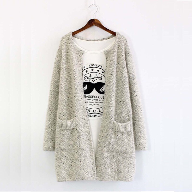 Áo khoác dạ tweed nữ dáng dài 2 túi K34