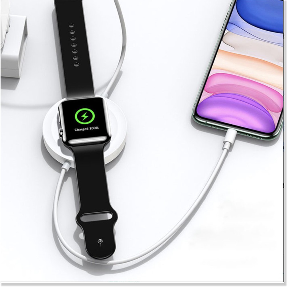 Đế sạc không dây 3in1 cho Iphone/Apple Watch/ Airpods tích hợp cáp sạc Lightning USAMS 2021    -TTHome