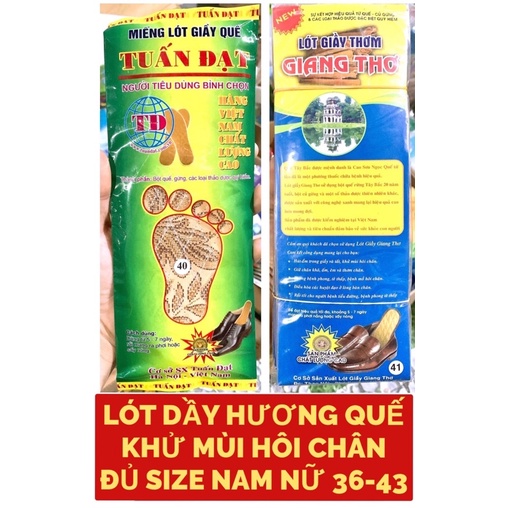 LÓT DẦY HƯƠNG QUẾ.LÓT DẦY KHỬ MÙI HÔI CHÂN HIỆU QUẢ.ĐỦ SIZE NAM-NỮ TỪ 36-43